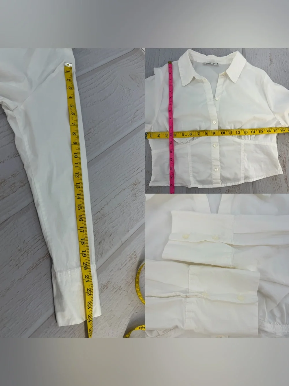 Abercrombie & Fitch White Corset Button Shirt Top Women's Medium - Picture 16 of 17